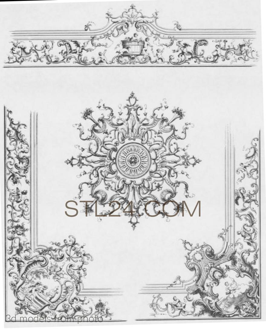 Панели резные (CARVED PANEL_1422 -  | 3D model 3DSMAX / OBJ / STL) 3D модель для ЧПУ станка
